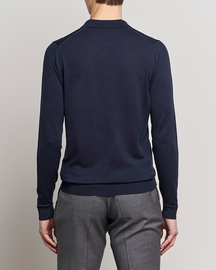 Uomini | Maglieria | John Smedley | Belper Extra Fine Merino Polo Pullover Midnight