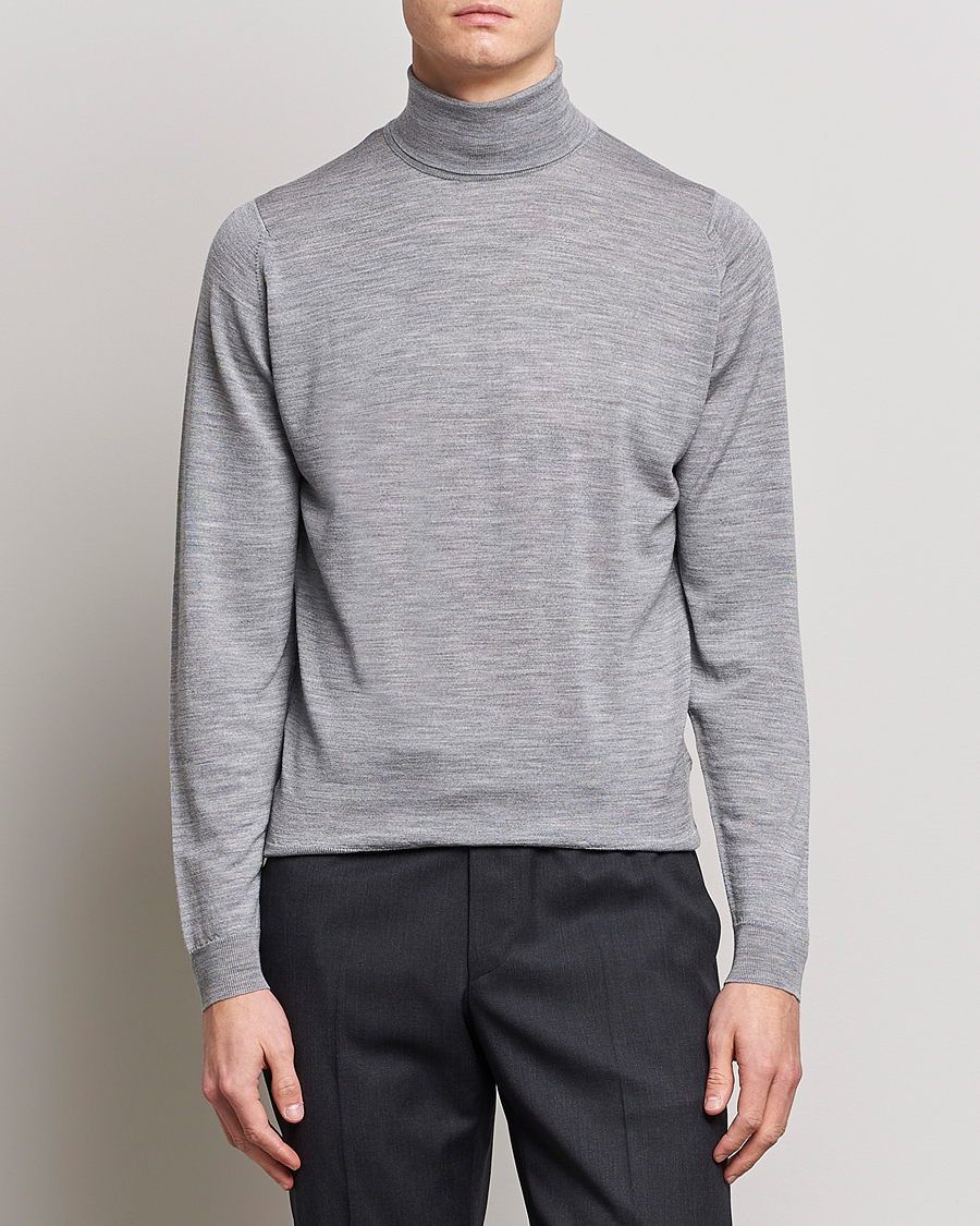 Uomini | Maglieria | John Smedley | Cherwell Extra Fine Merino Rollneck Silver
