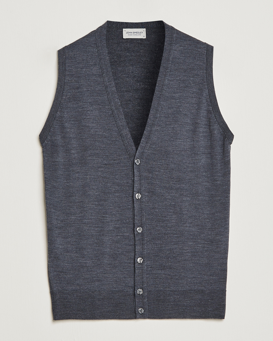 Uomini | Maglieria | John Smedley | Huntswood Slim Fit Waistcoat Charcoal