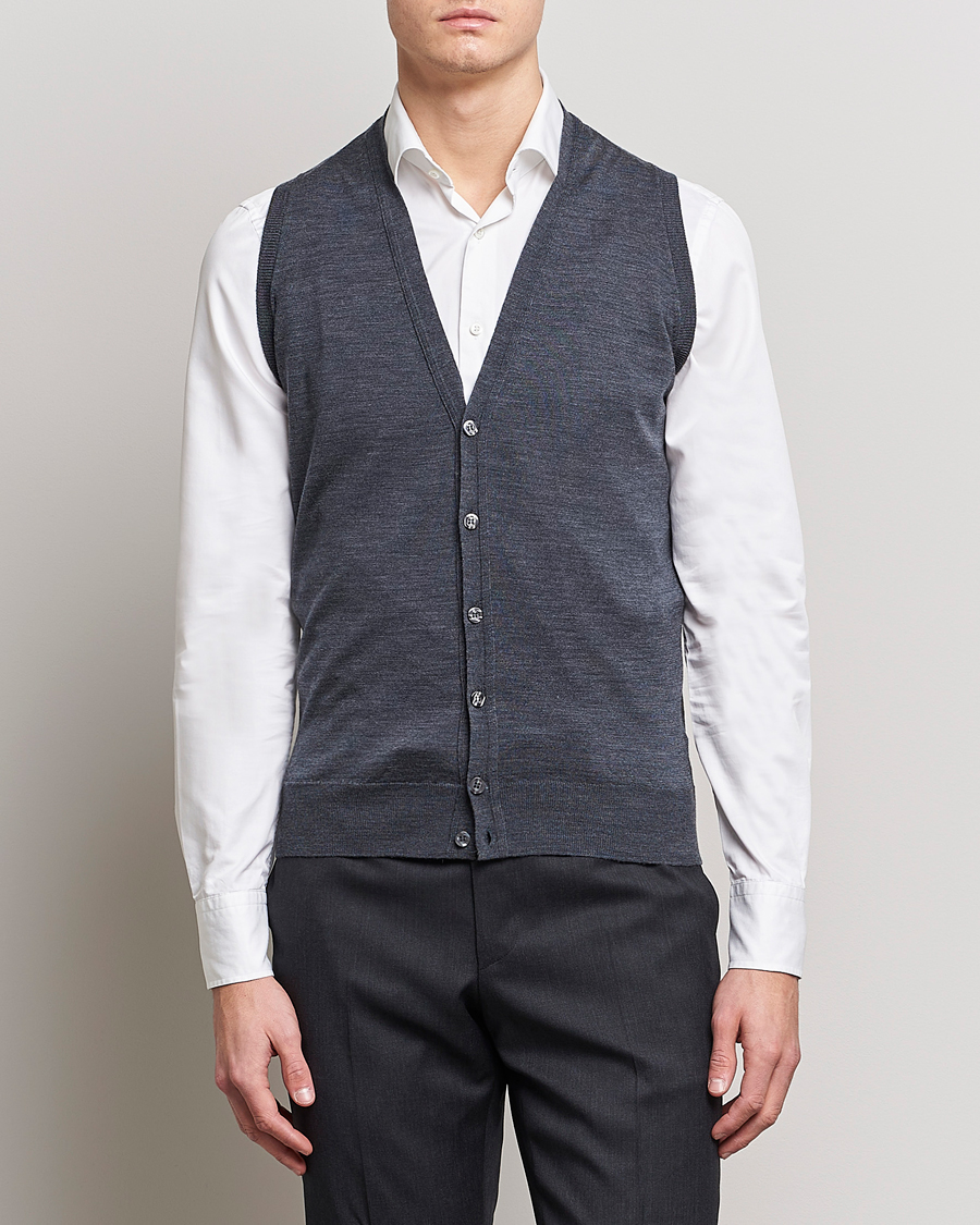 Uomini | Maglieria | John Smedley | Huntswood Slim Fit Waistcoat Charcoal