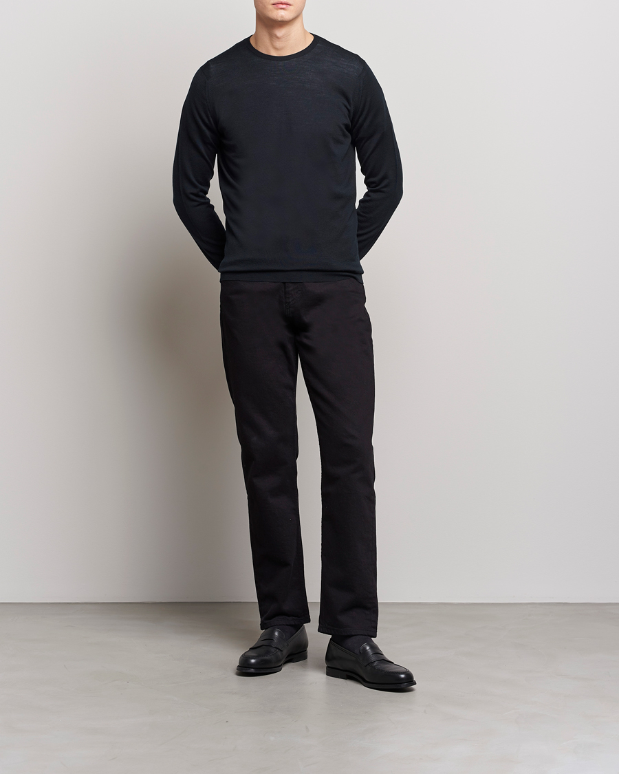 Uomini | Maglieria | John Smedley | Lundy Extra Fine Merino Crew Neck Black