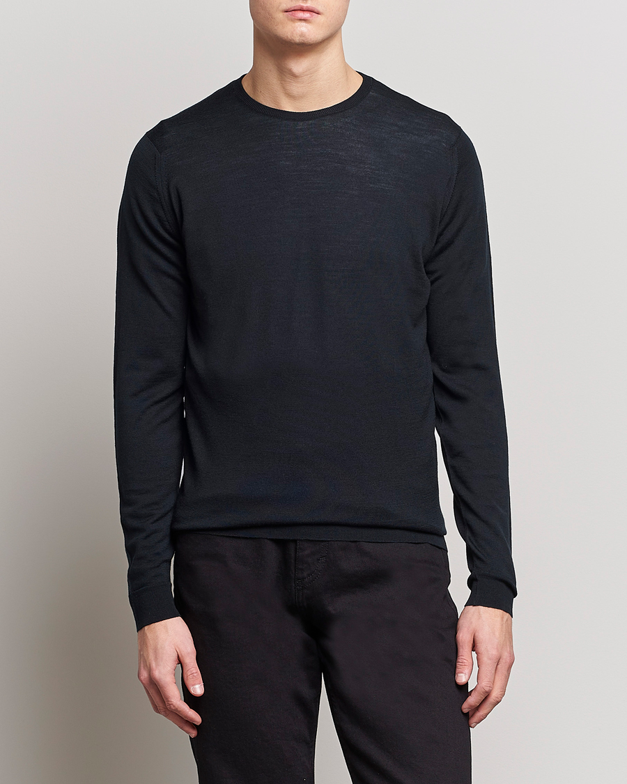 Uomini | Maglieria | John Smedley | Lundy Extra Fine Merino Crew Neck Black