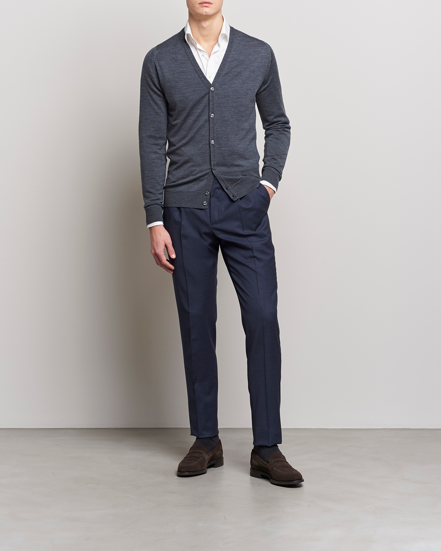 Uomini | Maglieria | John Smedley | Petworth Extra Fine Merino Cardigan Charcoal