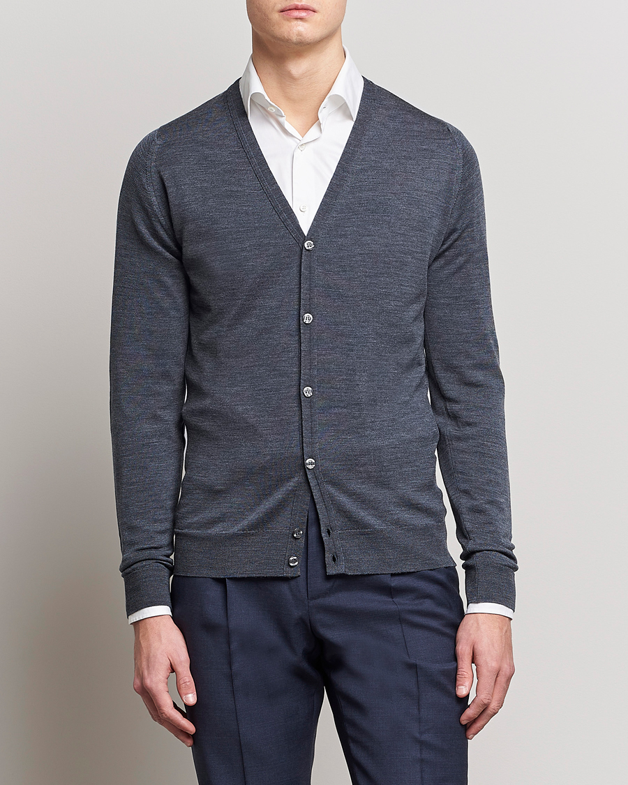 Uomini | Maglieria | John Smedley | Petworth Extra Fine Merino Cardigan Charcoal