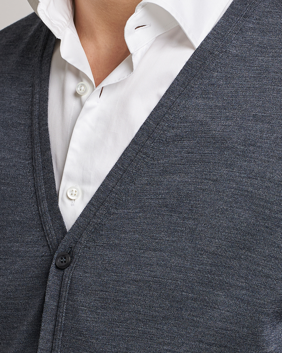 Uomini | Maglieria | John Smedley | Petworth Extra Fine Merino Cardigan Charcoal