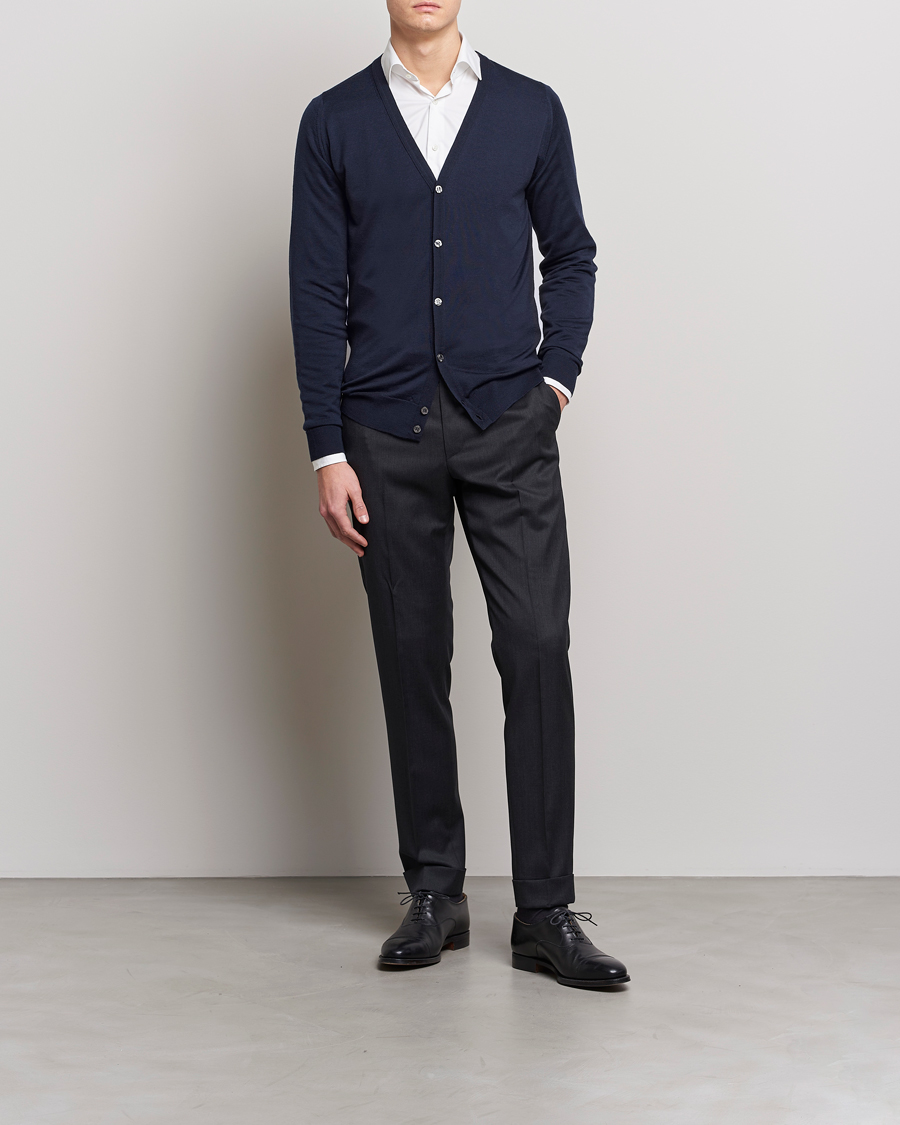 Uomini | Maglieria | John Smedley | Petworth Extra Fine Merino Cardigan Midnight