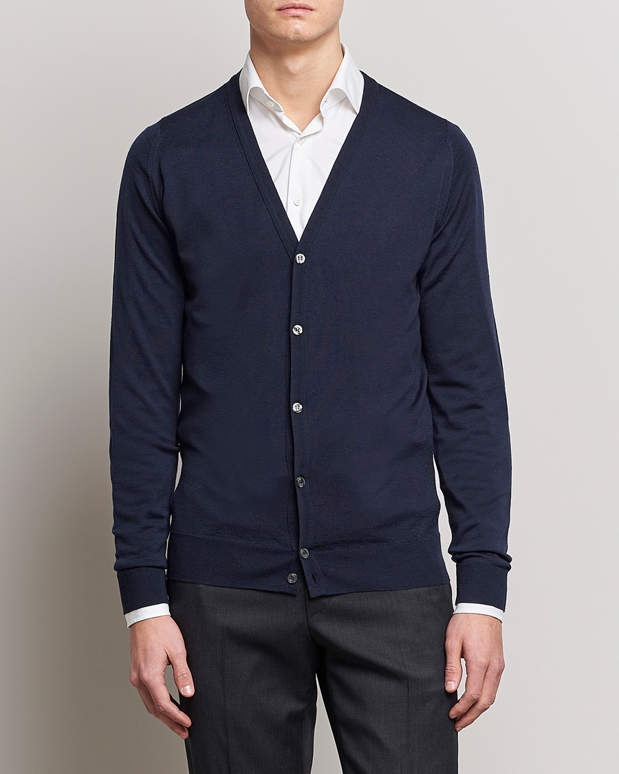 Uomini | Maglieria | John Smedley | Petworth Extra Fine Merino Cardigan Midnight