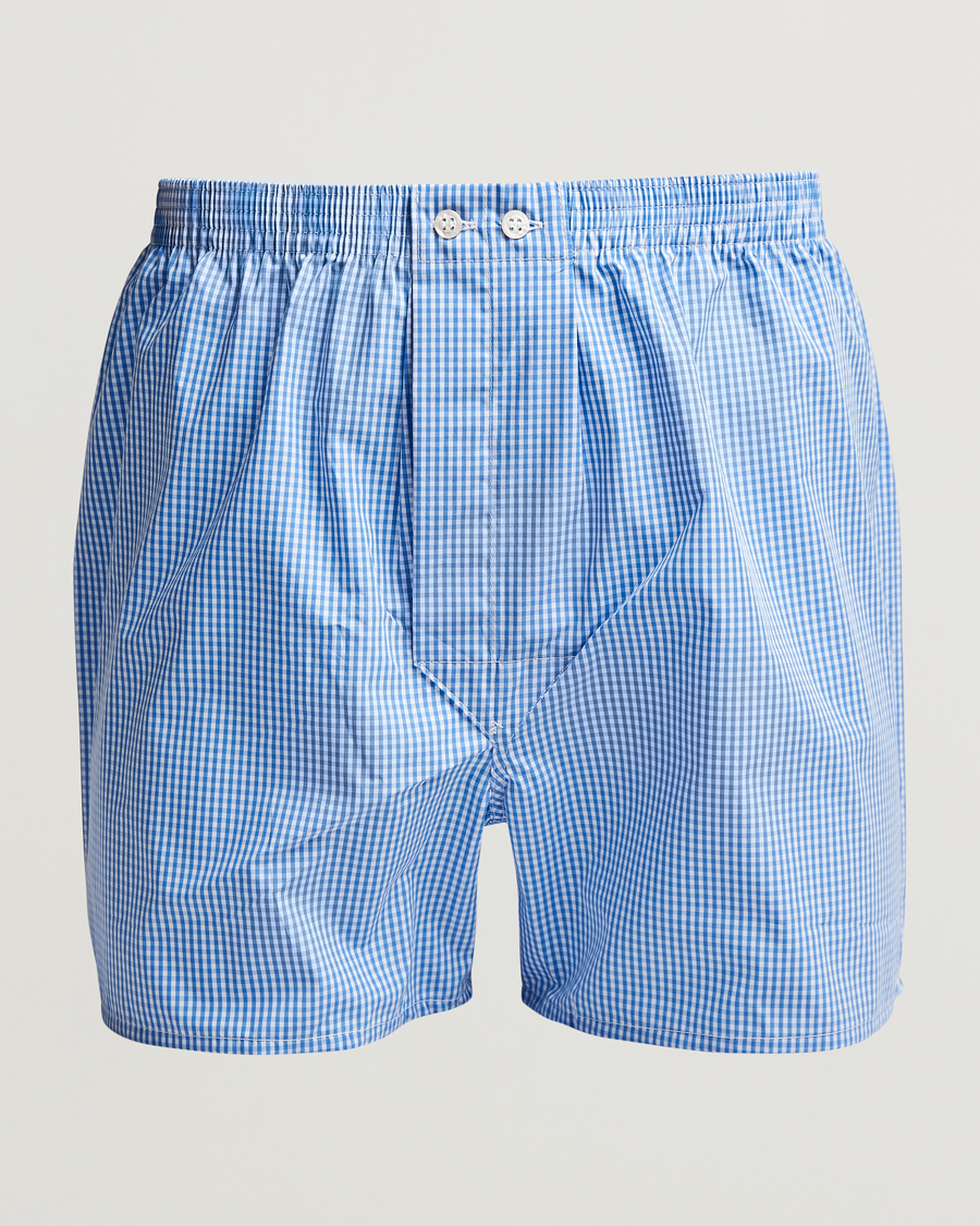 Uomini | Biancheria intima | Derek Rose | Classic Fit Cotton Boxer Shorts Blue Gingham