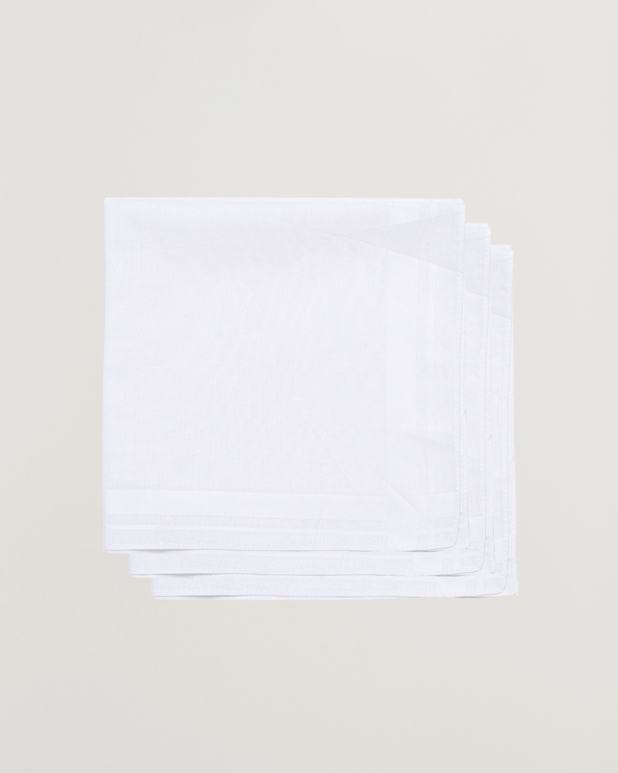Uomini | Fazzoletti da taschino | Amanda Christensen | 3-Pack Cotton Pocket Square White