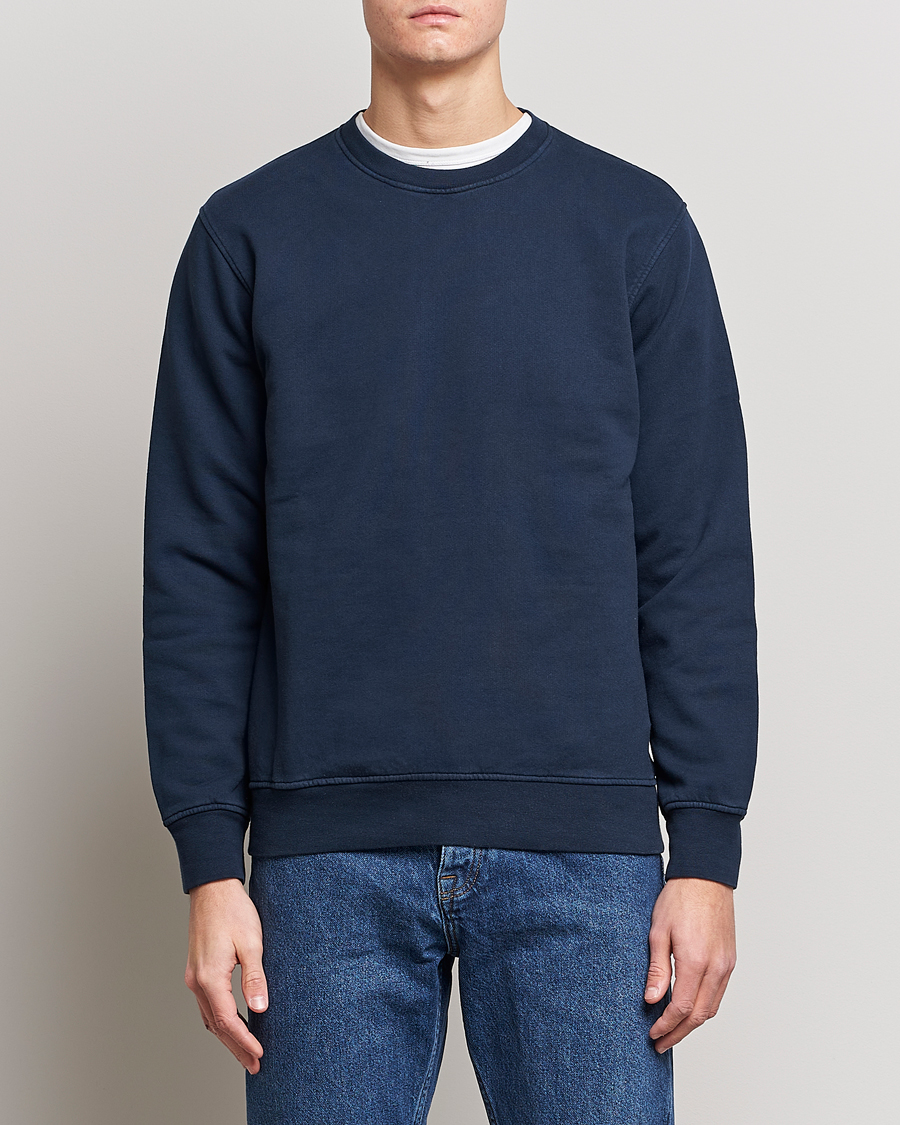 Uomini | Maglieria | Colorful Standard | Classic Organic Crew Neck Sweat Navy Blue