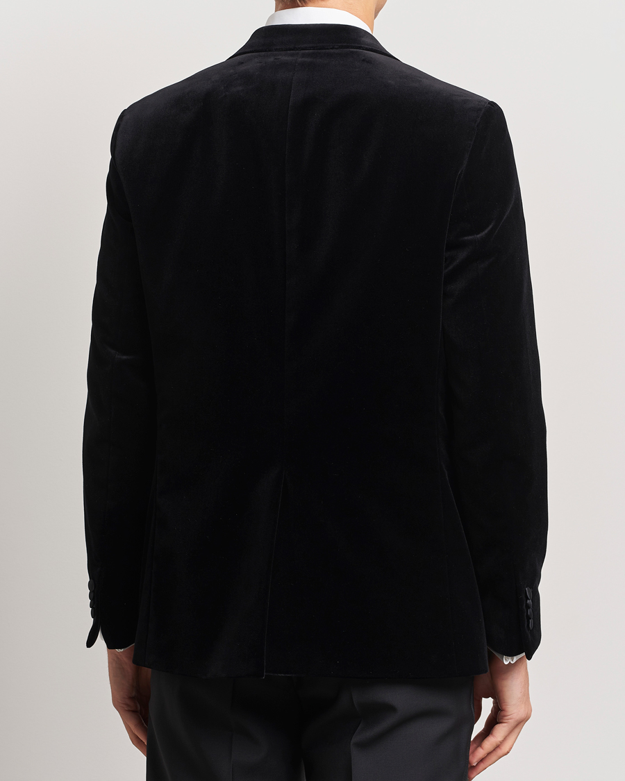 Uomini | Blazers | Oscar Jacobson | Frampton Velvet Tuxedo Blazer Black