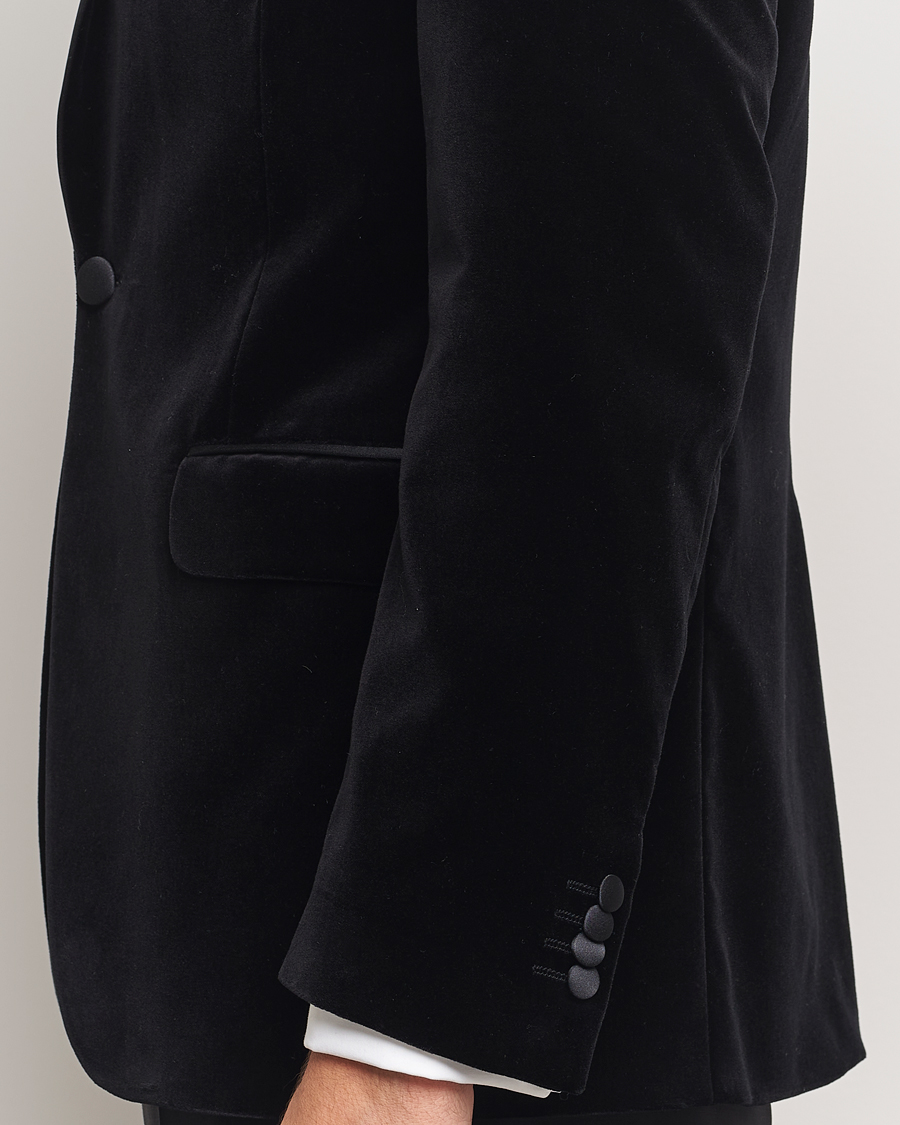 Uomini | Blazers | Oscar Jacobson | Frampton Velvet Tuxedo Blazer Black
