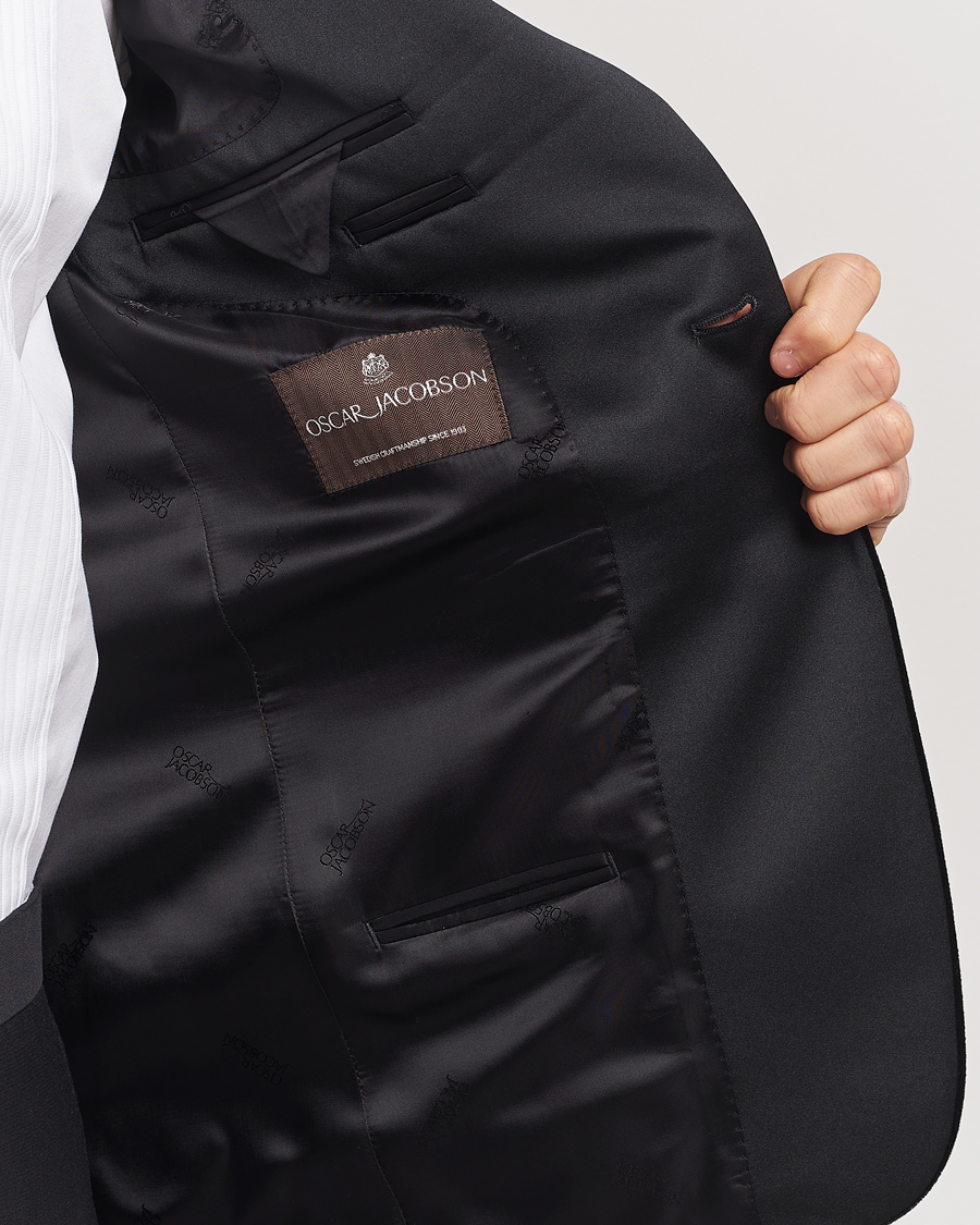 Uomini | Blazers | Oscar Jacobson | Frampton Velvet Tuxedo Blazer Black