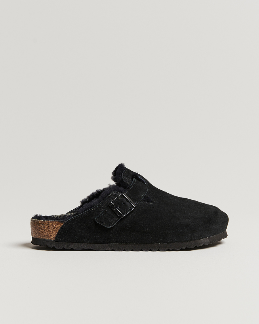Uomini | BIRKENSTOCK Boston Shearling Black Suede | BIRKENSTOCK | Boston Shearling Black Suede