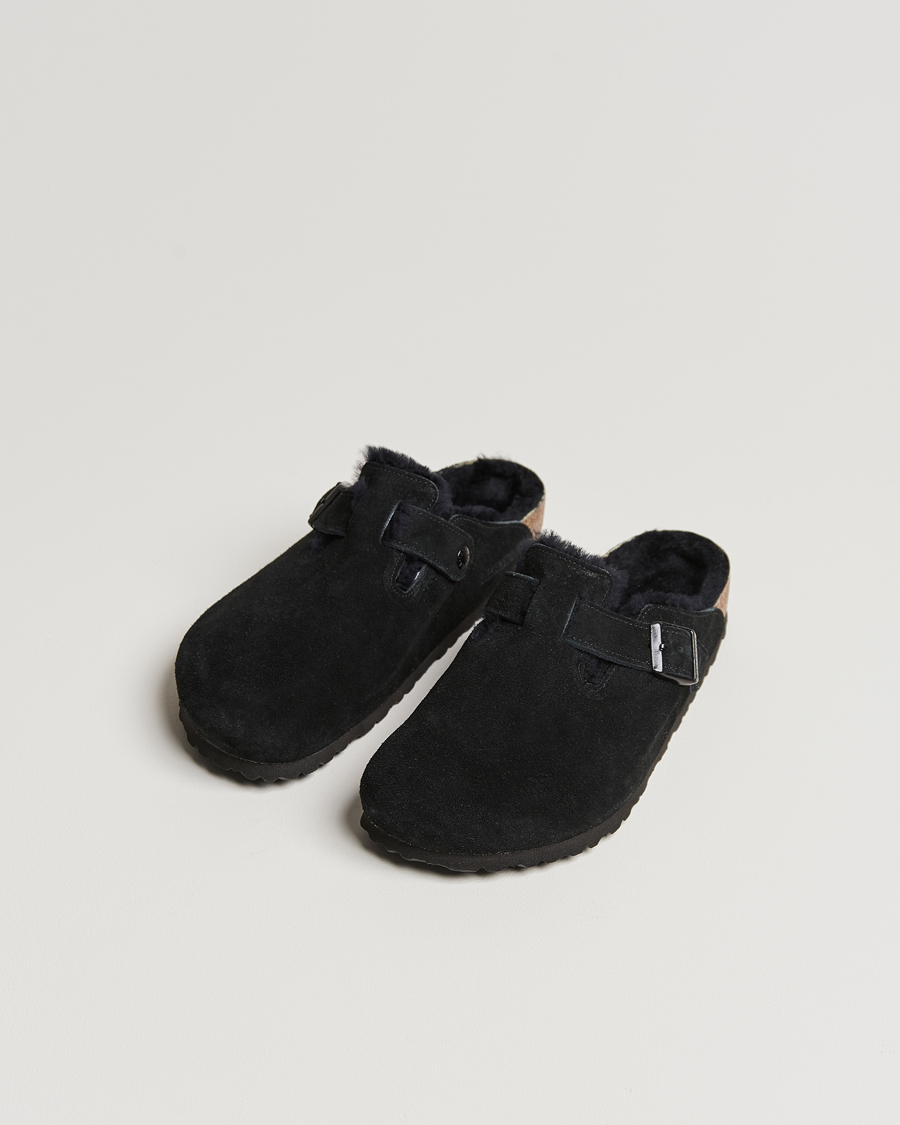 Uomini | BIRKENSTOCK Boston Shearling Black Suede | BIRKENSTOCK | Boston Shearling Black Suede