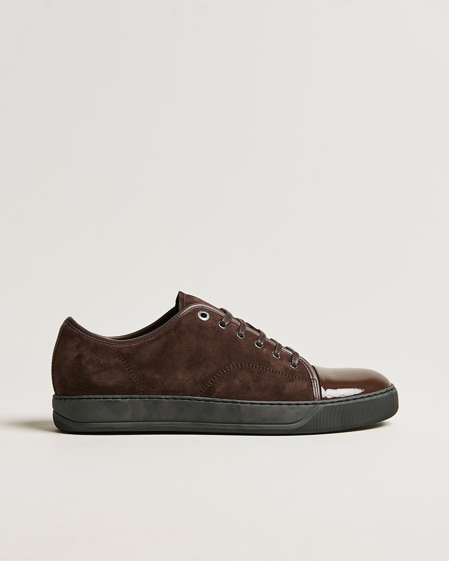 Uomini | Lanvin Patent Cap Toe Sneaker Dark Brown | Lanvin | Patent Cap Toe Sneaker Dark Brown