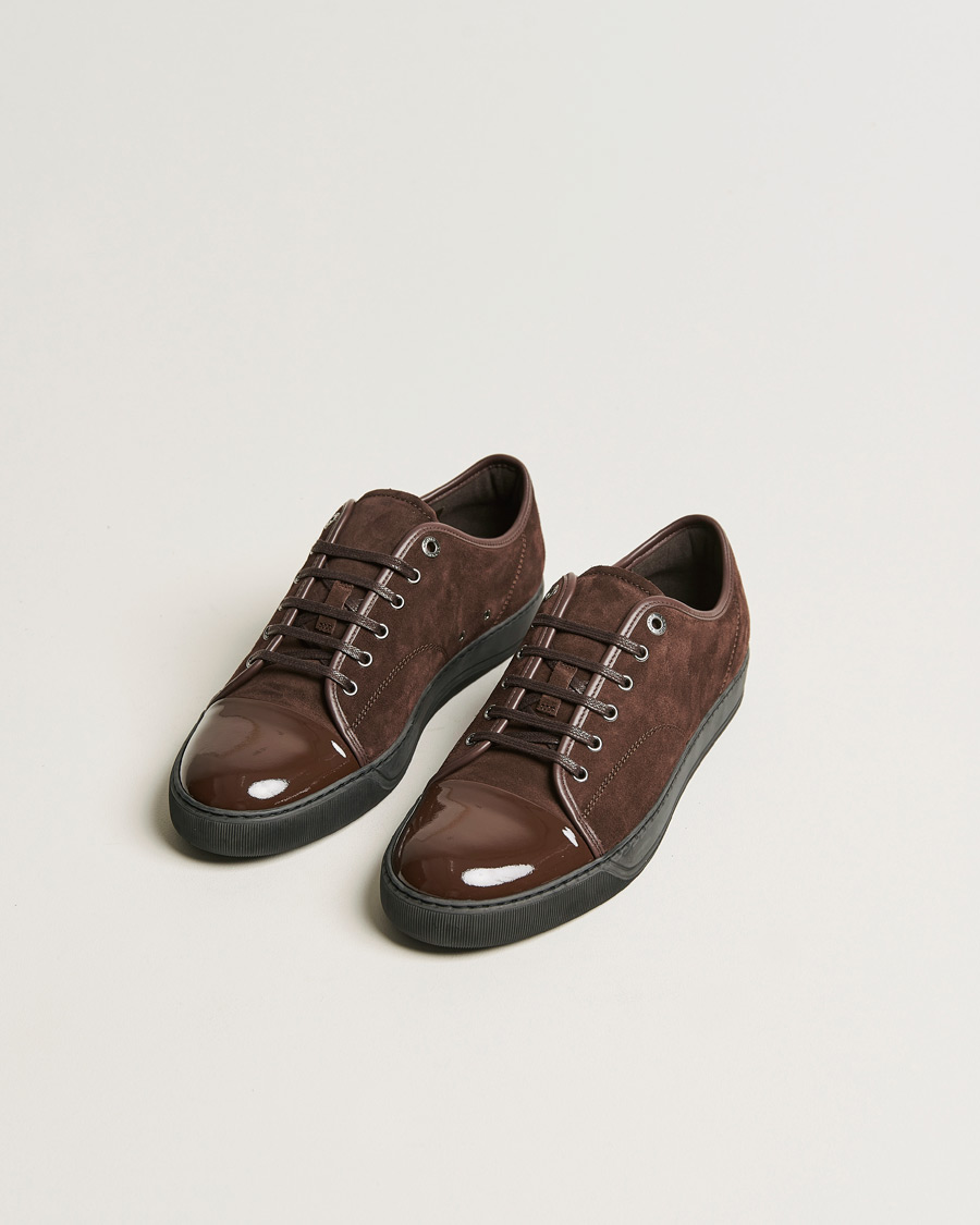 Uomini | Lanvin Patent Cap Toe Sneaker Dark Brown | Lanvin | Patent Cap Toe Sneaker Dark Brown