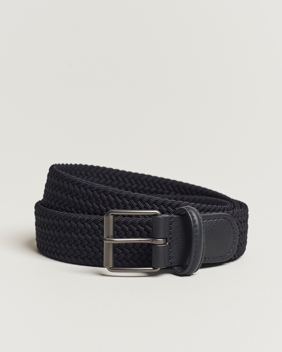Uomini | Cinture | Anderson's | Elastic Woven 3 cm Belt Navy