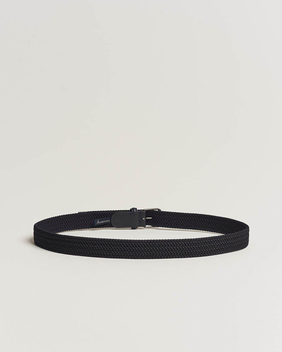 Uomini | Cinture | Anderson's | Elastic Woven 3 cm Belt Navy