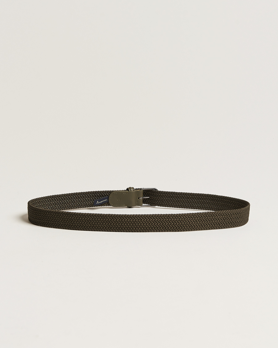 Uomini | Cinture | Anderson's | Elastic Woven 3 cm Belt Military Green