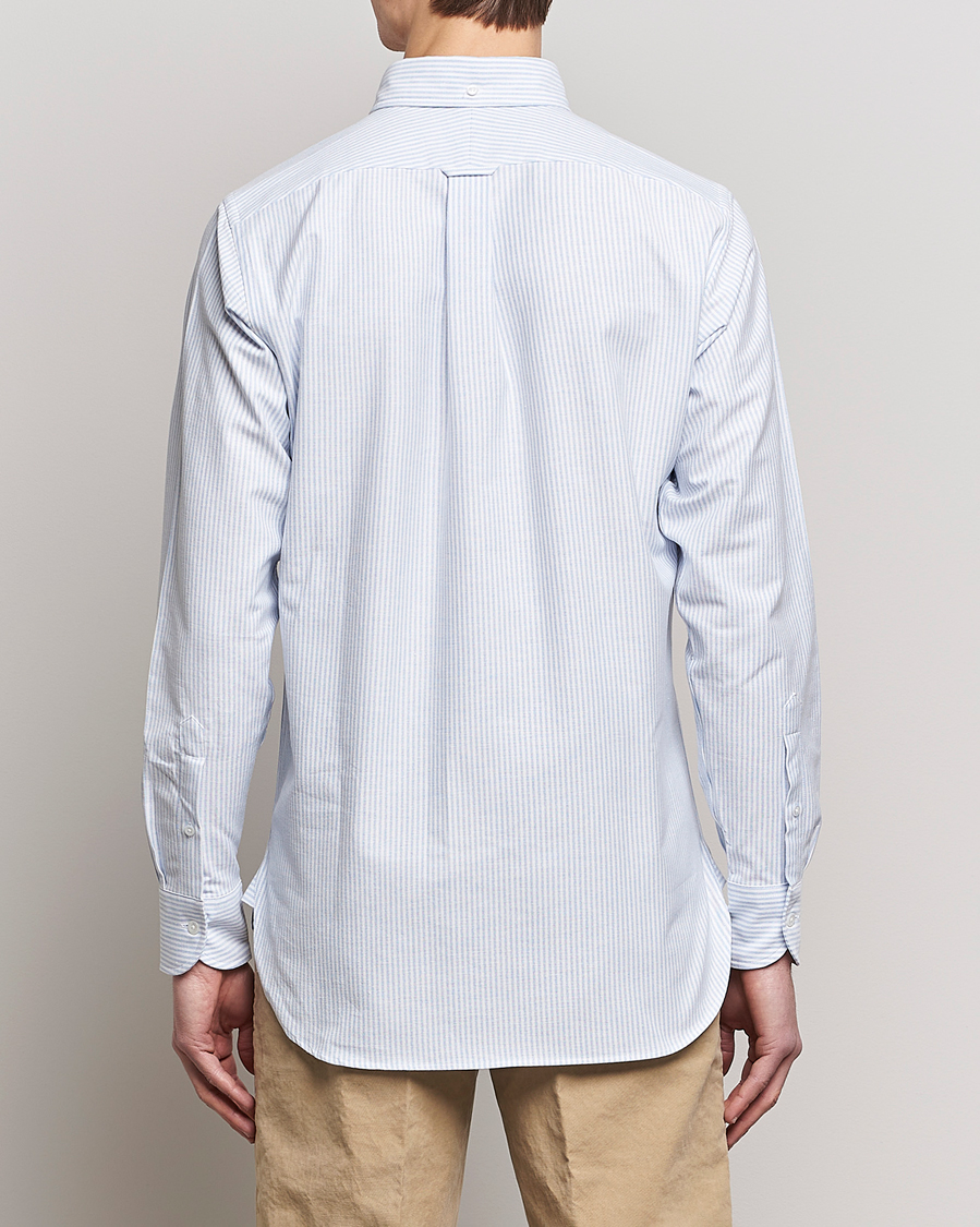 Uomini | Camicie | Drake's | Striped Button Down Oxford Shirt Blue
