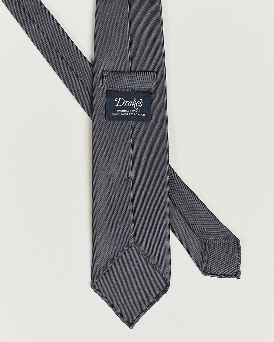 Uomini | Drake's Handrolled Woven Silk 8 cm Tie Grey | Drake's | Handrolled Woven Silk 8 cm Tie Grey