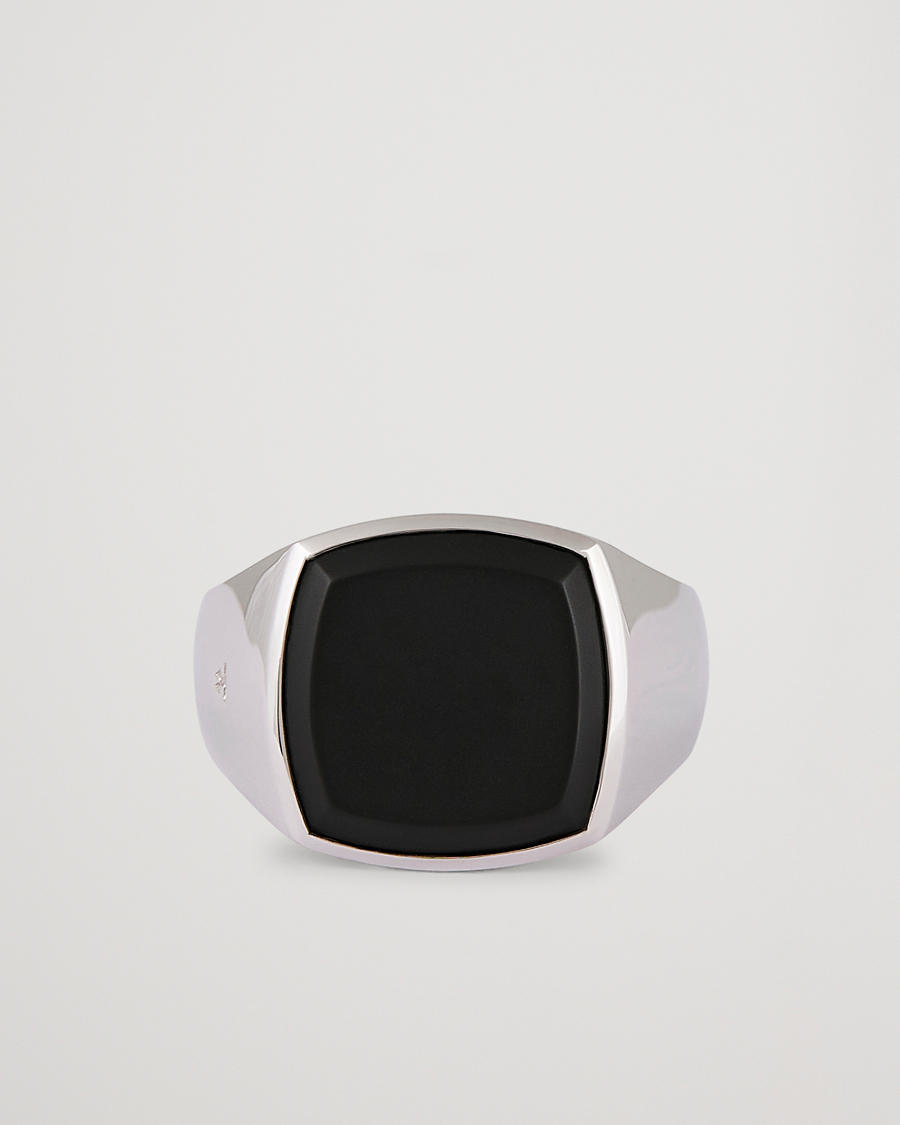 Uomini | Tom Wood Cushion Black Onyx Ring Silver | Tom Wood | Cushion Black Onyx Ring Silver