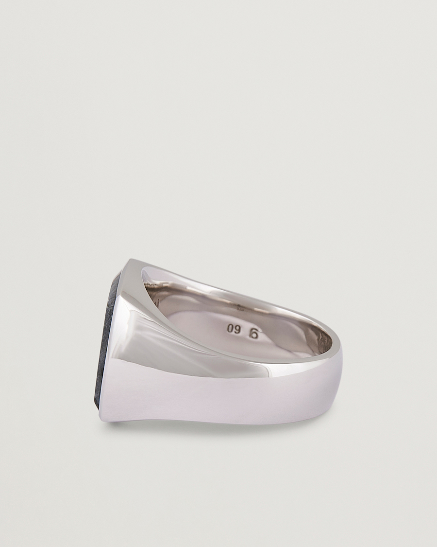 Uomini | Tom Wood Cushion Larvikite Ring Silver | Tom Wood | Cushion Larvikite Ring Silver