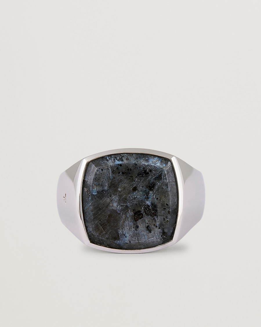 Uomini | Tom Wood Cushion Larvikite Ring Silver | Tom Wood | Cushion Larvikite Ring Silver