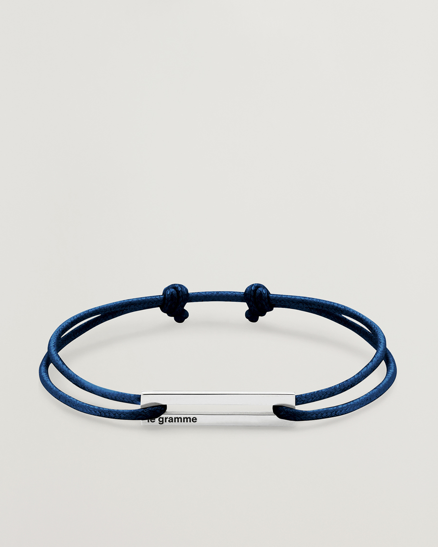 Uomini | Gioielli | LE GRAMME | Cord Bracelet Le 17/10 Navy/Sterling Silver