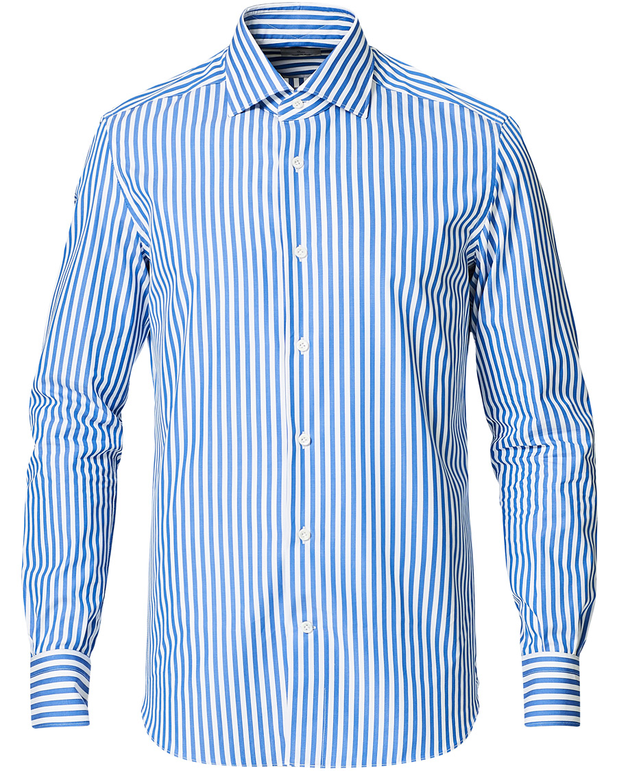 Uomini | Camicie | Mazzarelli | Soft Cotton Cut Away Shirt Blue/White