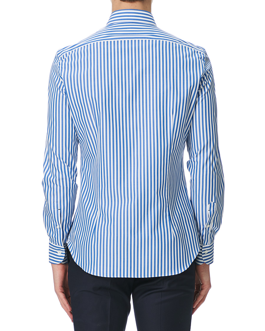 Uomini | Camicie | Mazzarelli | Soft Cotton Cut Away Shirt Blue/White
