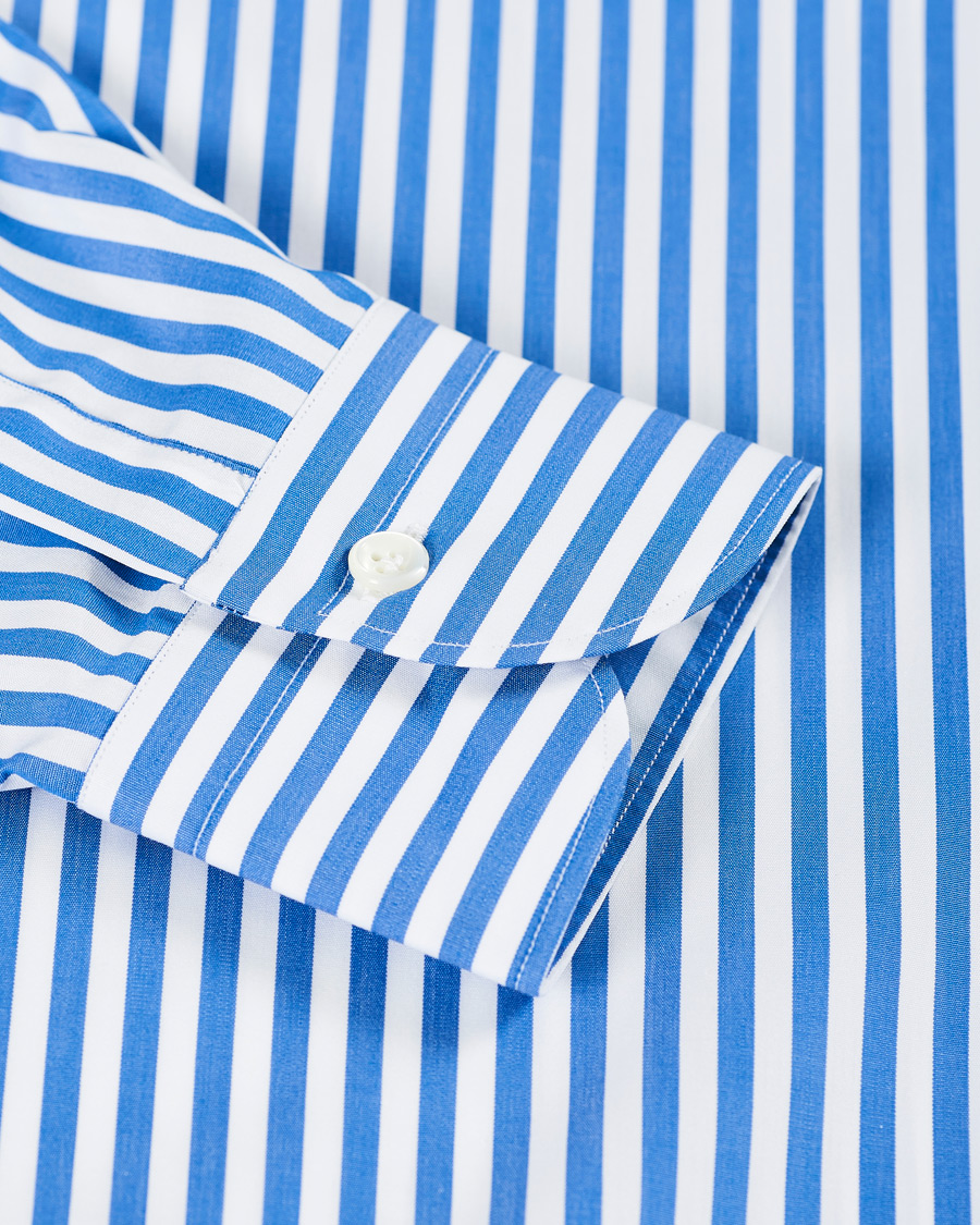 Uomini | Camicie | Mazzarelli | Soft Cotton Cut Away Shirt Blue/White