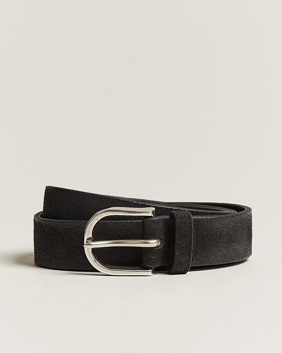 Uomini | Orciani Handmade Suede Belt 3 cm Nero | Orciani | Handmade Suede Belt 3 cm Nero