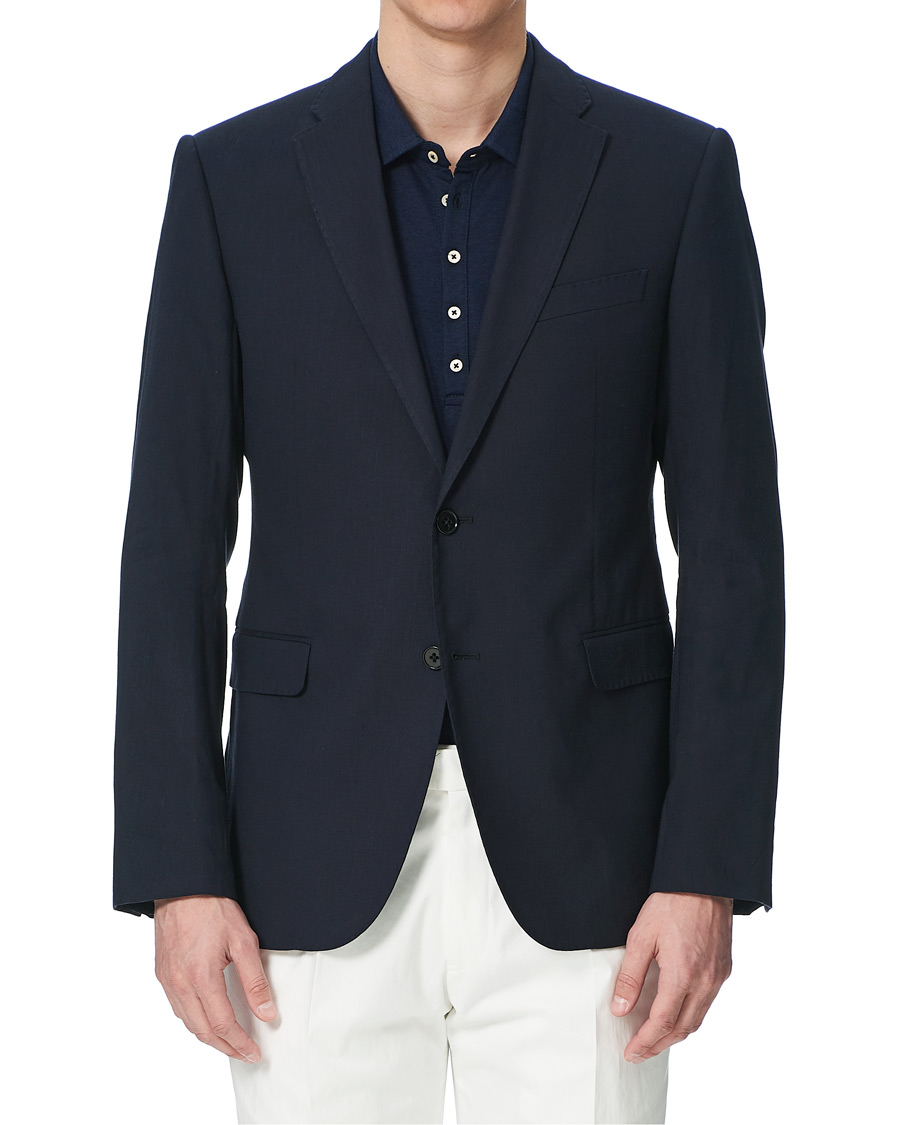 Uomini | Blazers | Emporio Armani | Slim Fit Techno Linen Stretch Blazer Navy