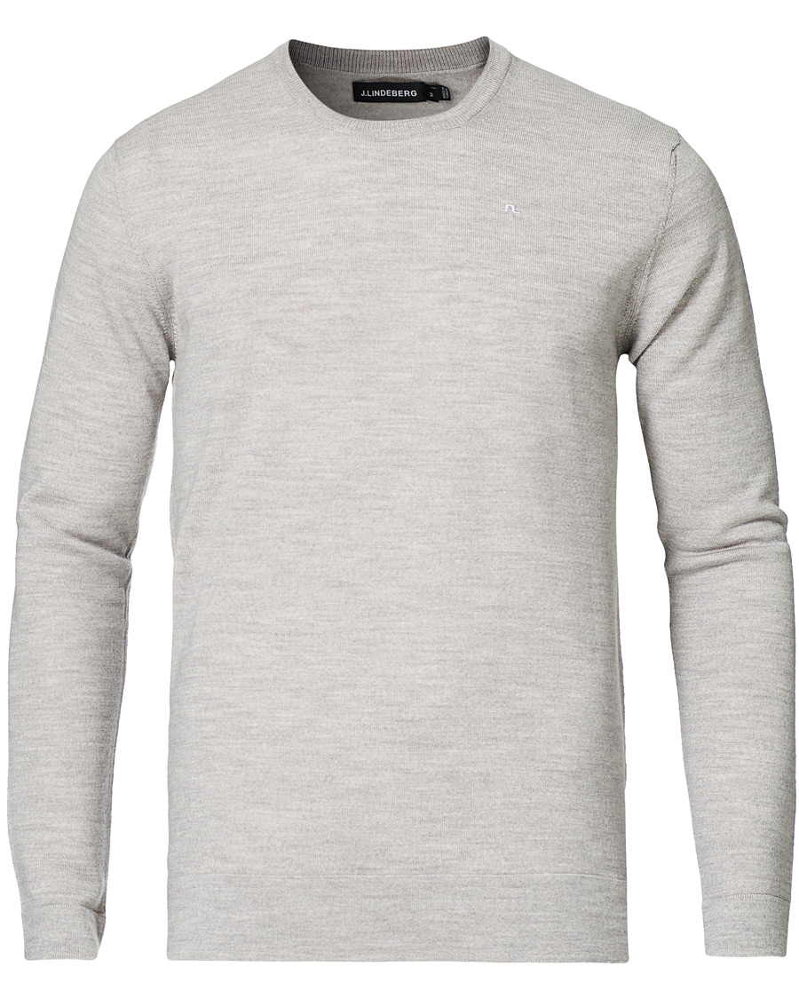 Uomini | Maglieria | J.Lindeberg | Newman Merino Crew Neck Pullover Stone Grey Melange