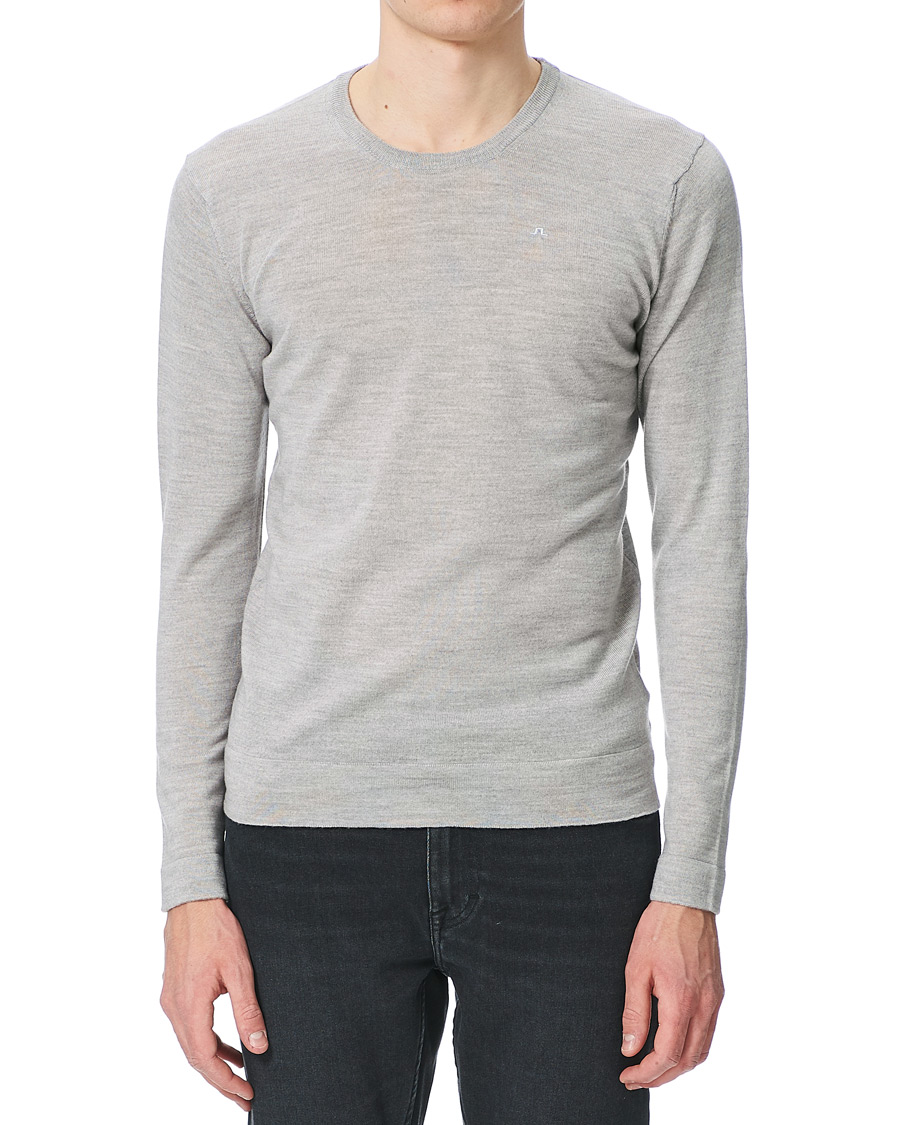 Uomini | Maglieria | J.Lindeberg | Newman Merino Crew Neck Pullover Stone Grey Melange
