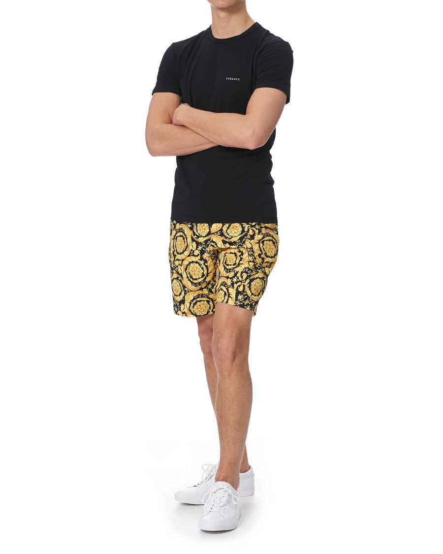 Uomini | Costumi da bagno | Versace | Barocco Swim Trunks Black/Gold