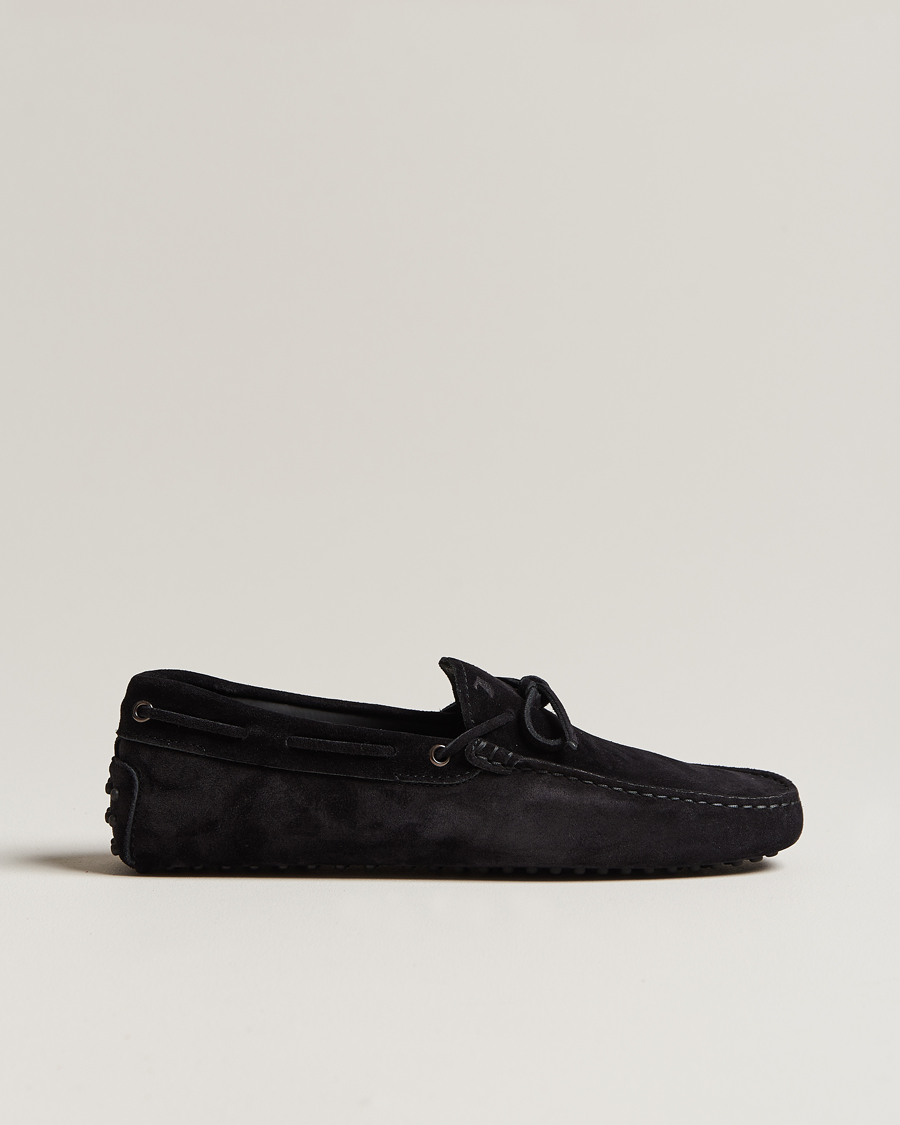 Uomini | Tod's Lacetto Gommino Carshoe Black Suede | Tod's | Lacetto Gommino Carshoe Black Suede