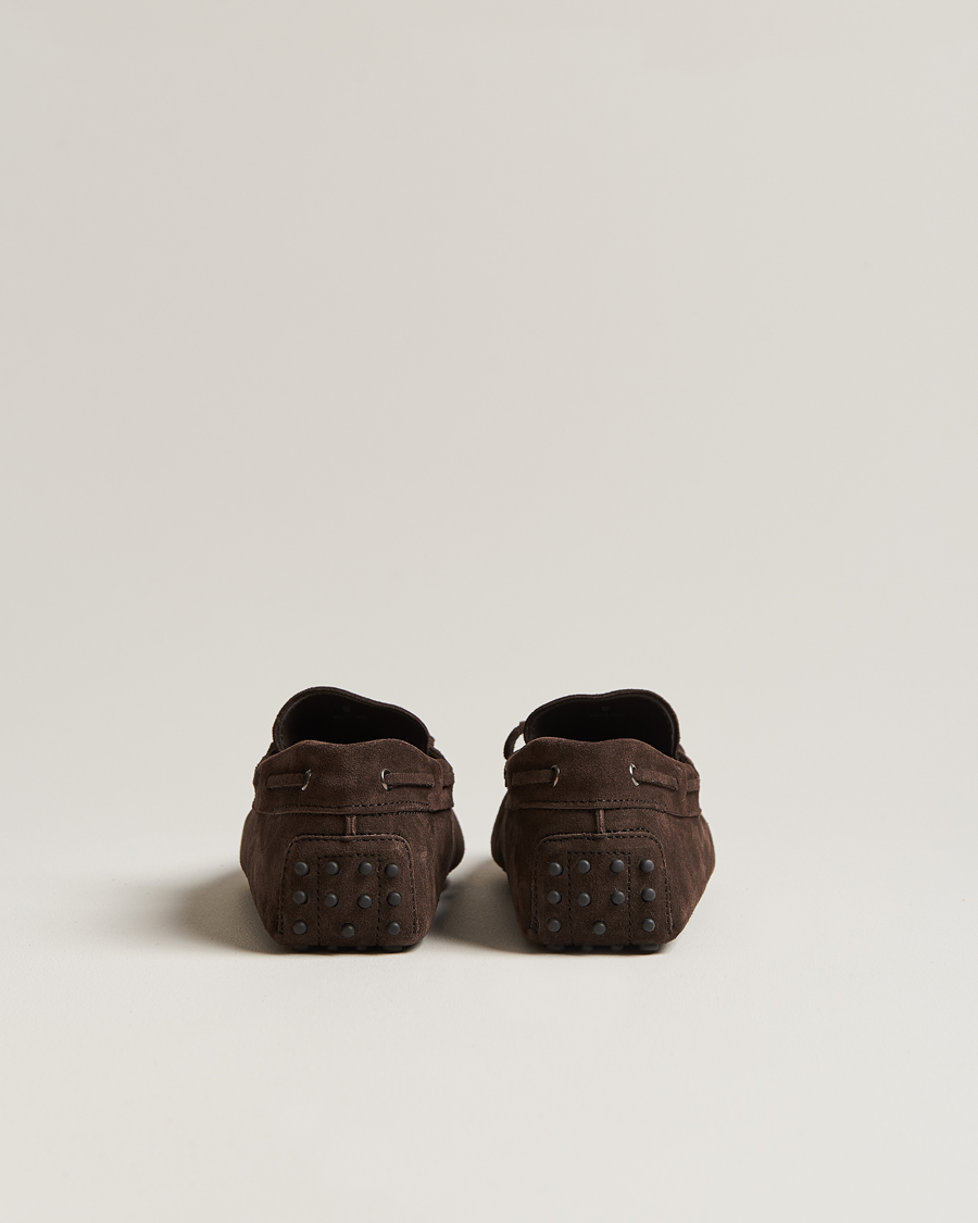 Uomini | Tod's Lacetto Gommino Carshoe Dark Brown Suede | Tod's | Lacetto Gommino Carshoe Dark Brown Suede