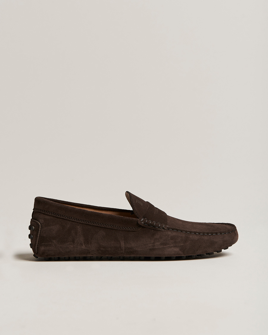 Uomini | Tod's Gommino Carshoe Dark Brown Suede | Tod's | Gommino Carshoe Dark Brown Suede