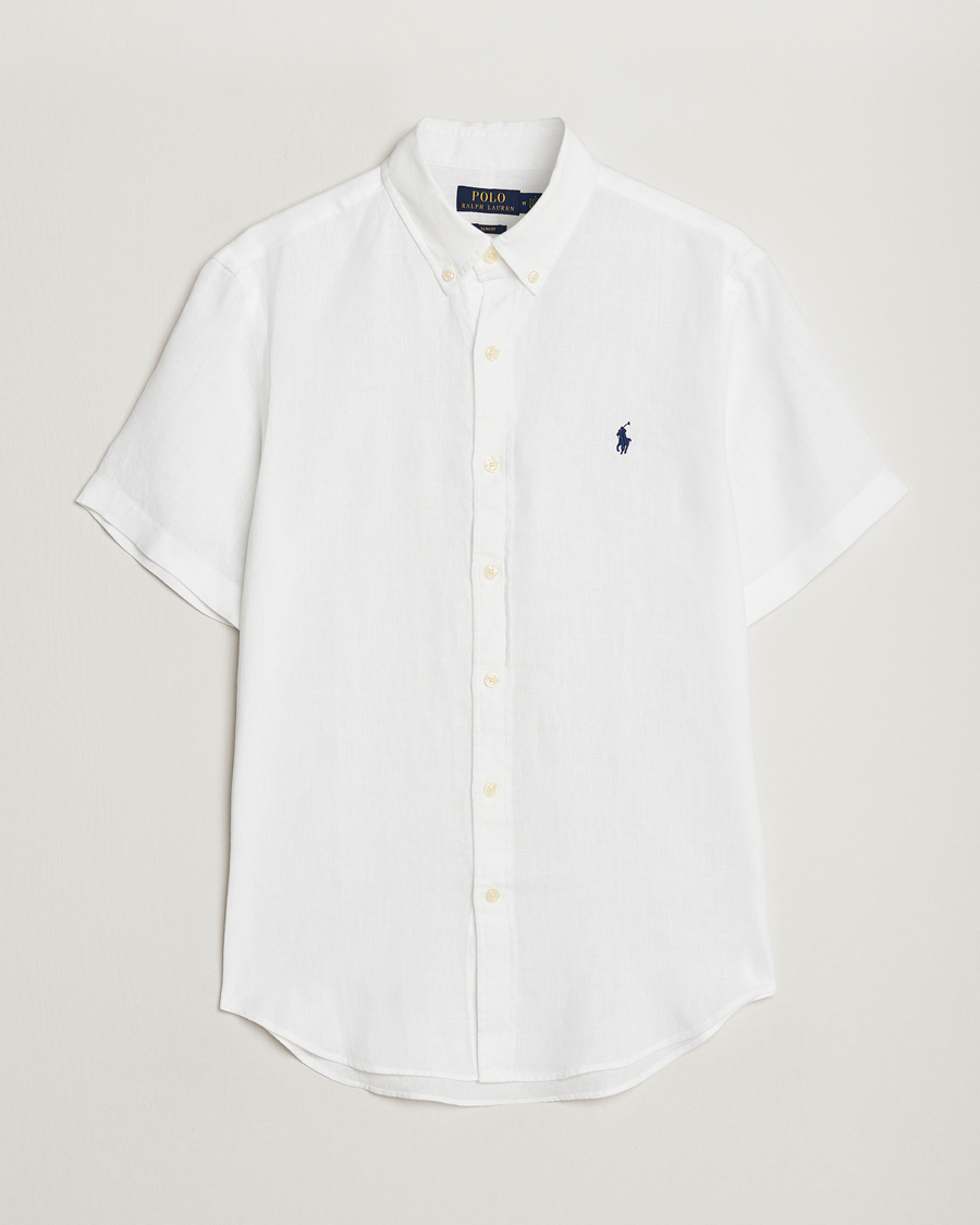 Uomini | Camicie | Polo Ralph Lauren | Slim Fit Linen Short Sleeve Shirt White