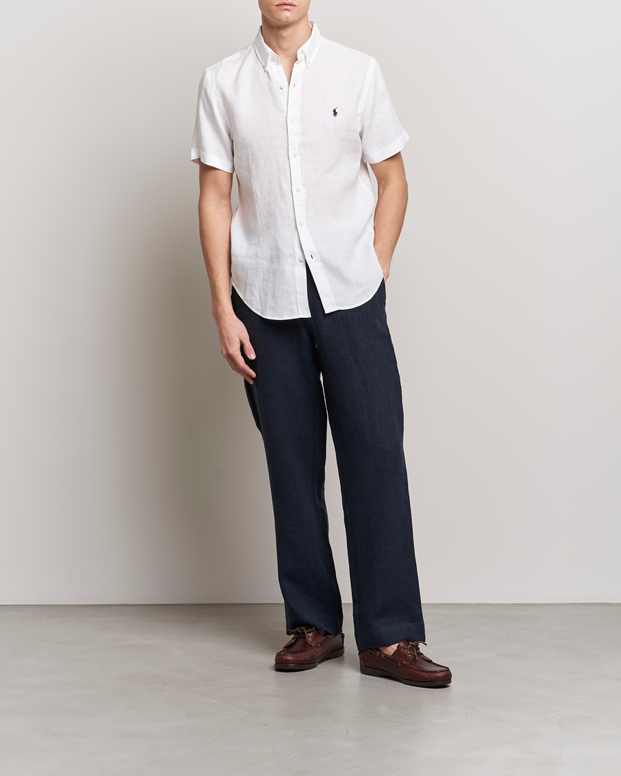 Uomini | Camicie | Polo Ralph Lauren | Slim Fit Linen Short Sleeve Shirt White