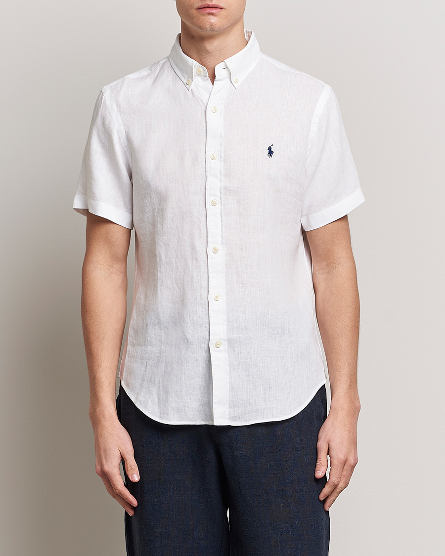 Uomini | Camicie | Polo Ralph Lauren | Slim Fit Linen Short Sleeve Shirt White