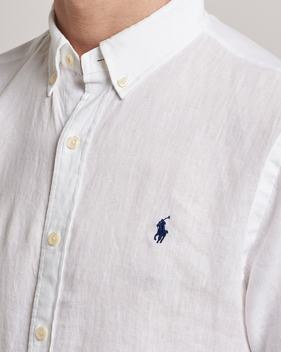 Uomini | Camicie | Polo Ralph Lauren | Slim Fit Linen Short Sleeve Shirt White