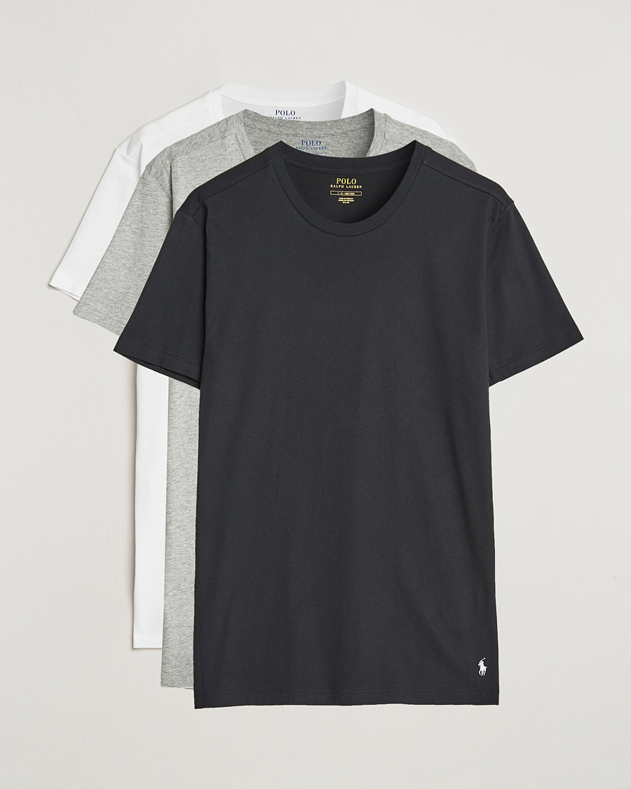 Uomini | T-shirt | Polo Ralph Lauren | 3-Pack Crew Neck T-Shirt White/Black/Andover Heather