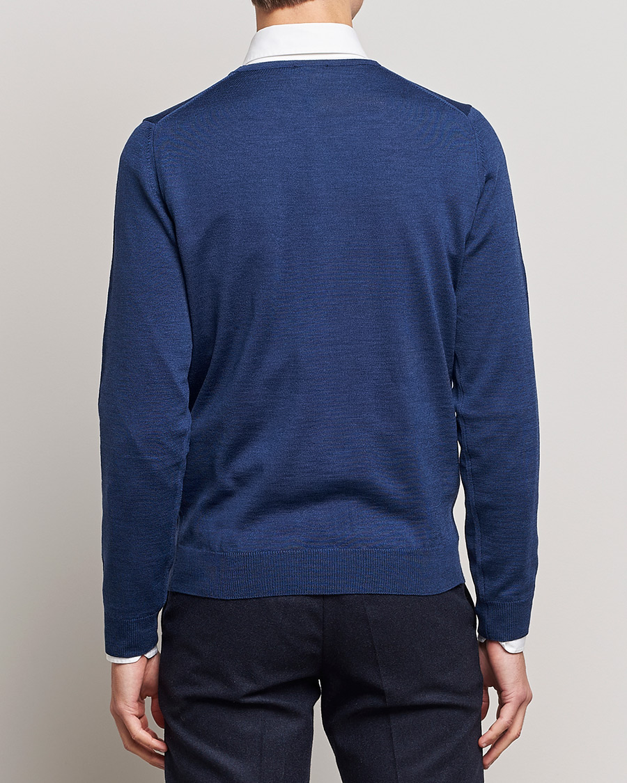 Uomini | Maglieria | Stenströms | Merino Crew Neck Blue