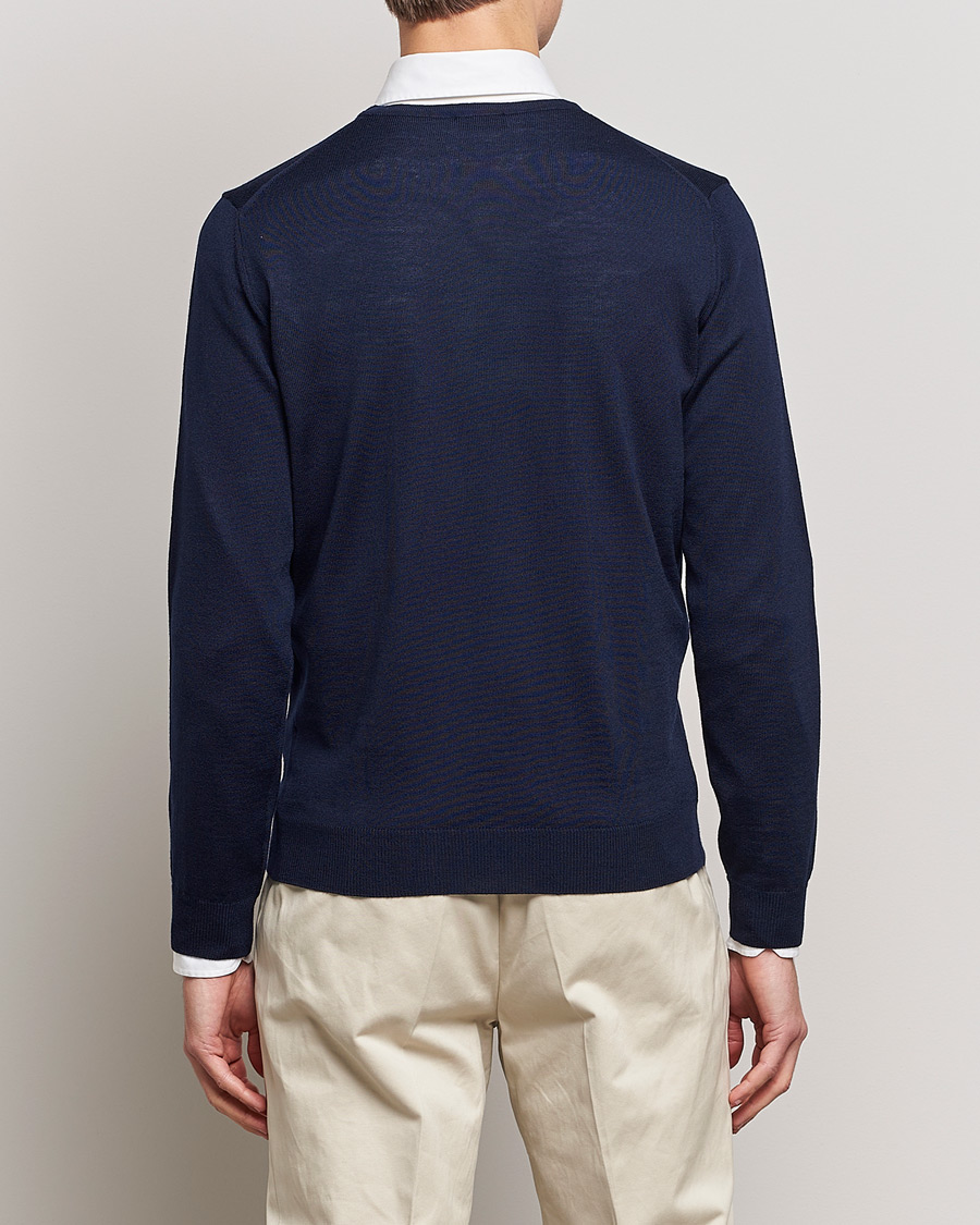Uomini | Maglieria | Stenströms | Merino Crew Neck Navy