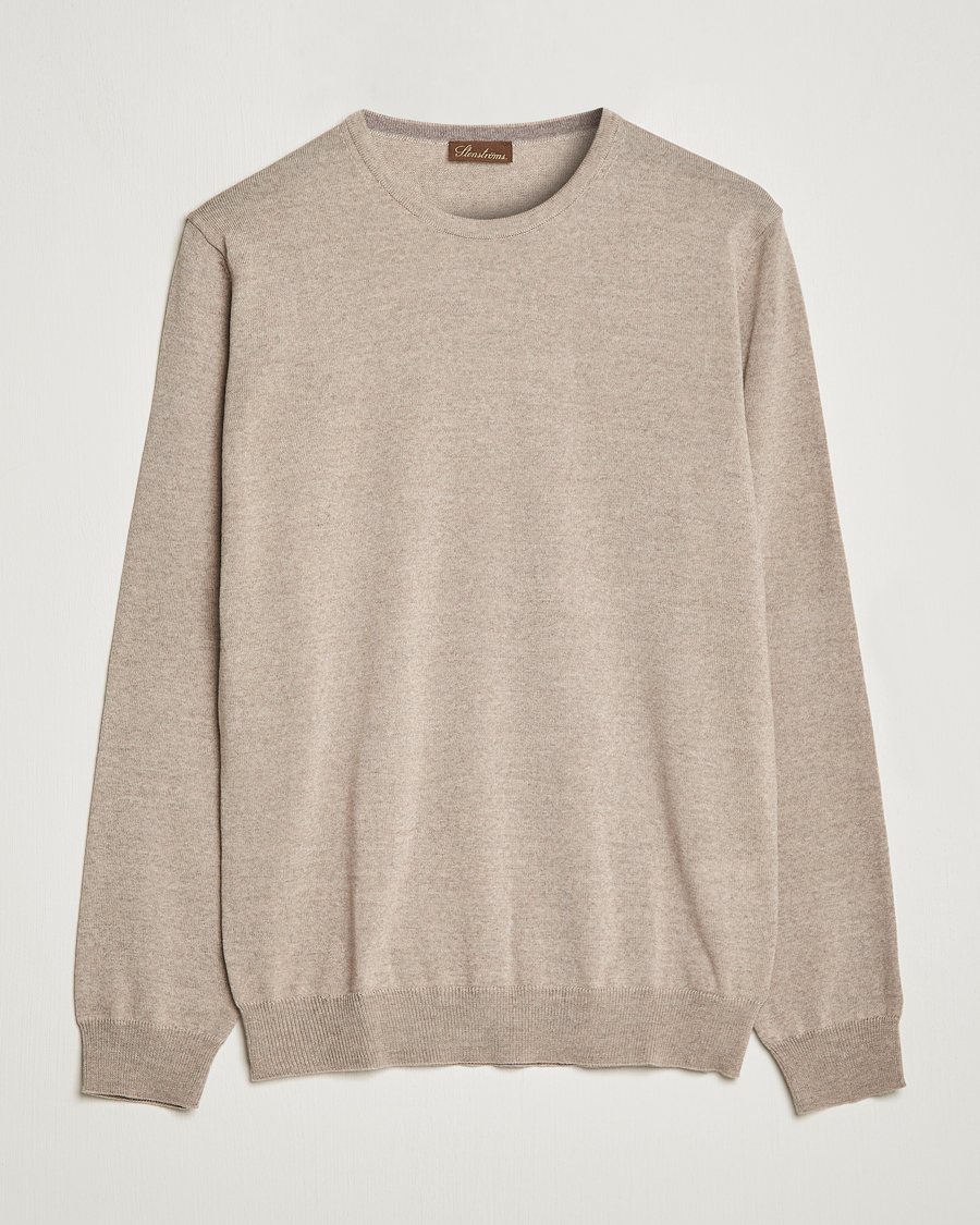 Uomini | Maglieria | Stenströms | Merino Crew Neck Sand