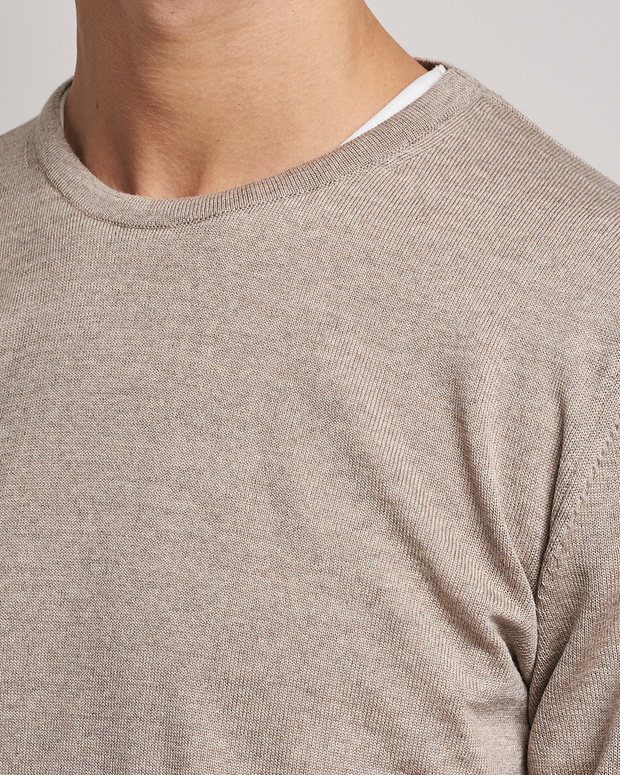 Uomini | Maglieria | Stenströms | Merino Crew Neck Sand